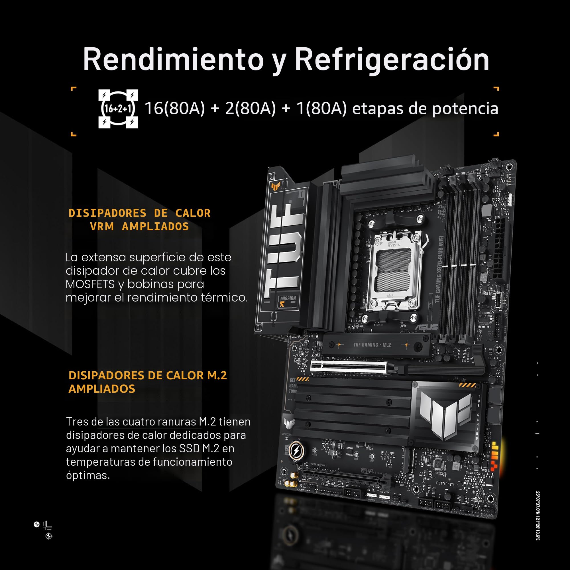 Amazon.com: ASUS TUF Gaming X870-PLUS WiFi AMD AM5 X870 ATX Placa